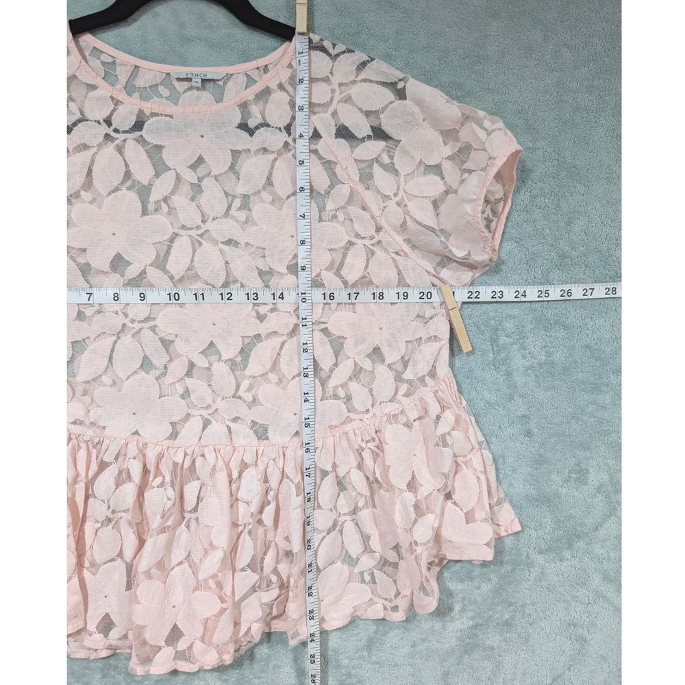FRNCH Pink Floral Lace Peplum Top with Camisole Lining Set Size M/L Fairy Ballet - Picture 9 of 11